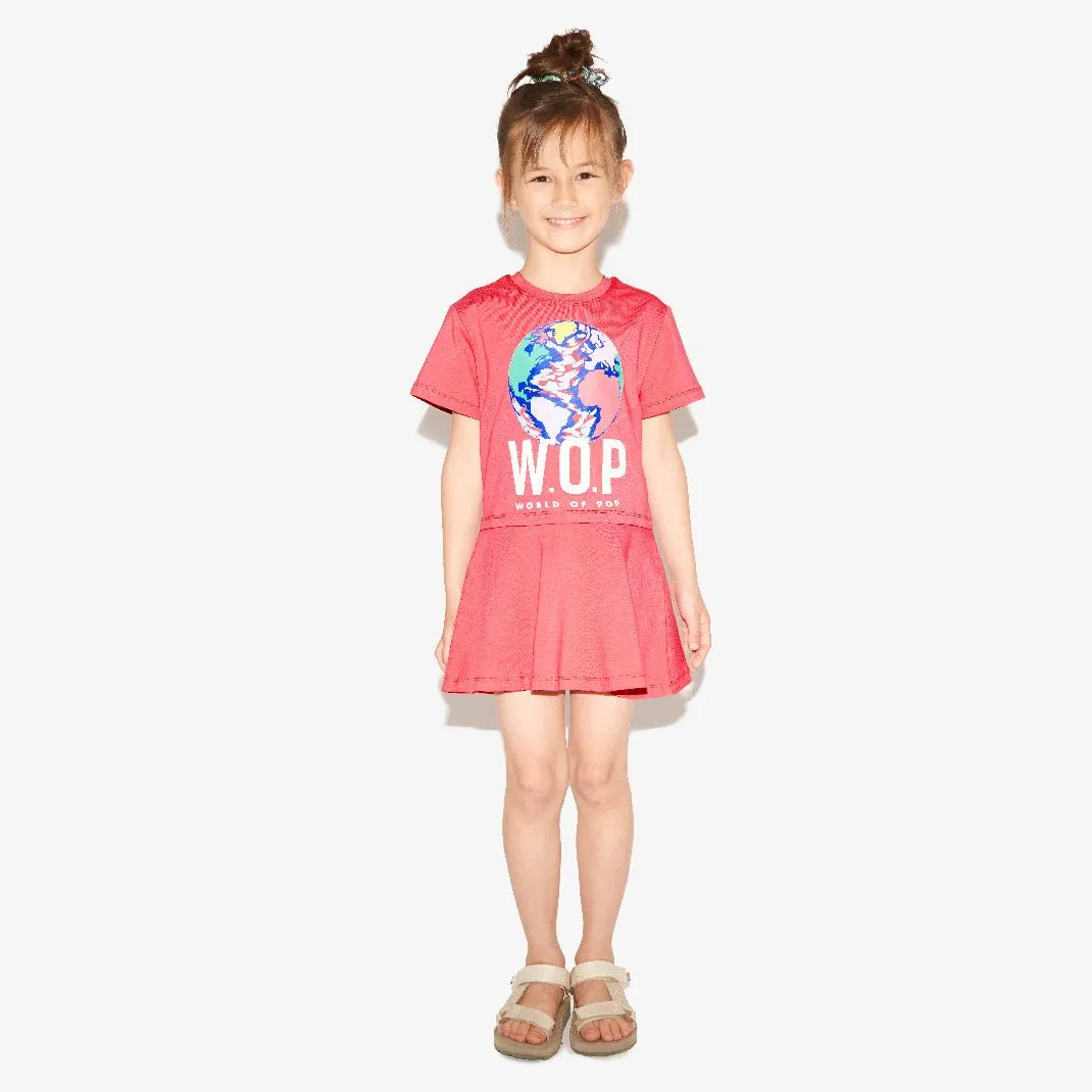 Short-sleeved dress for children in organic cotton