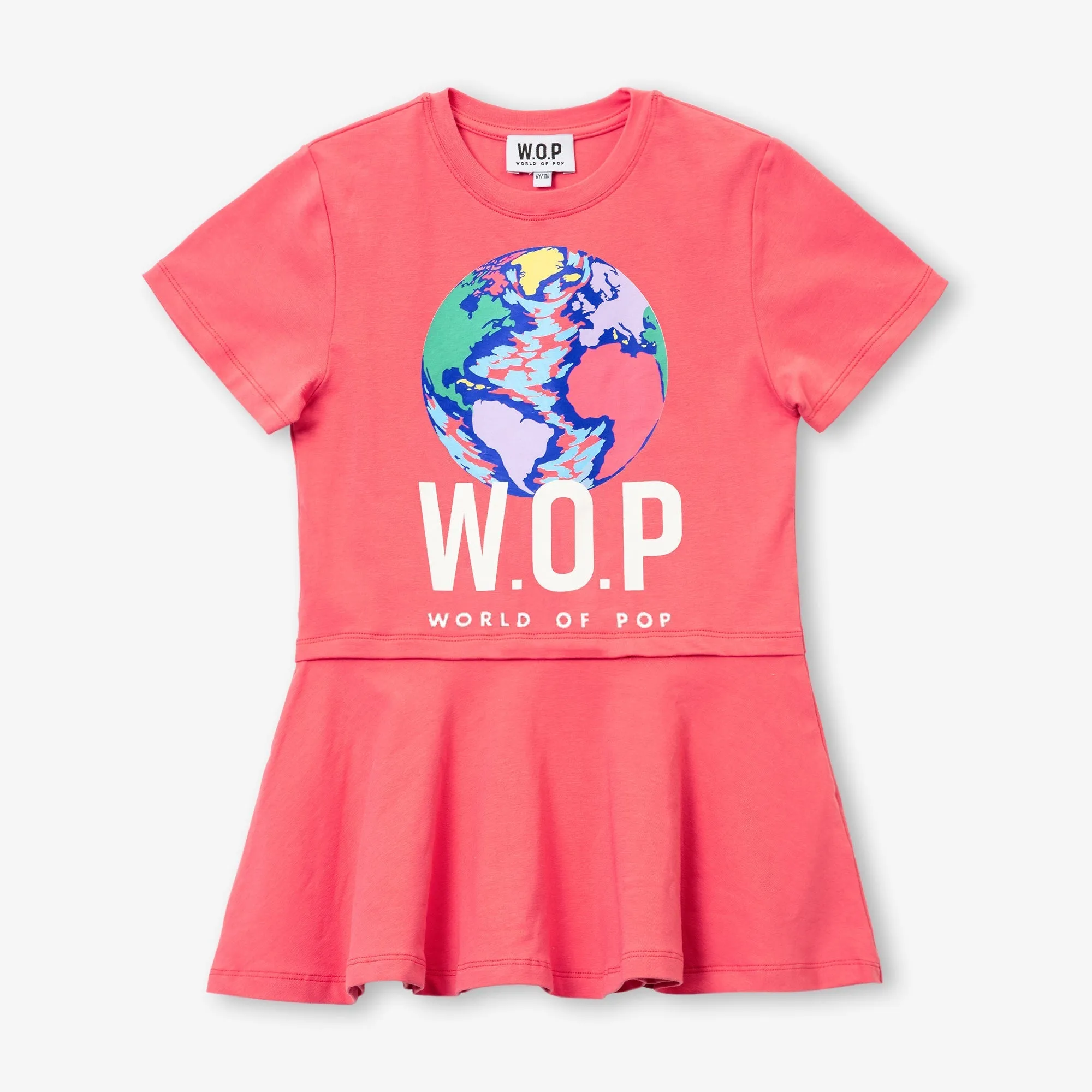 Short-sleeved dress for children in organic cotton