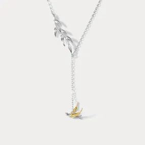 Silver Swallow & Willow Necklace