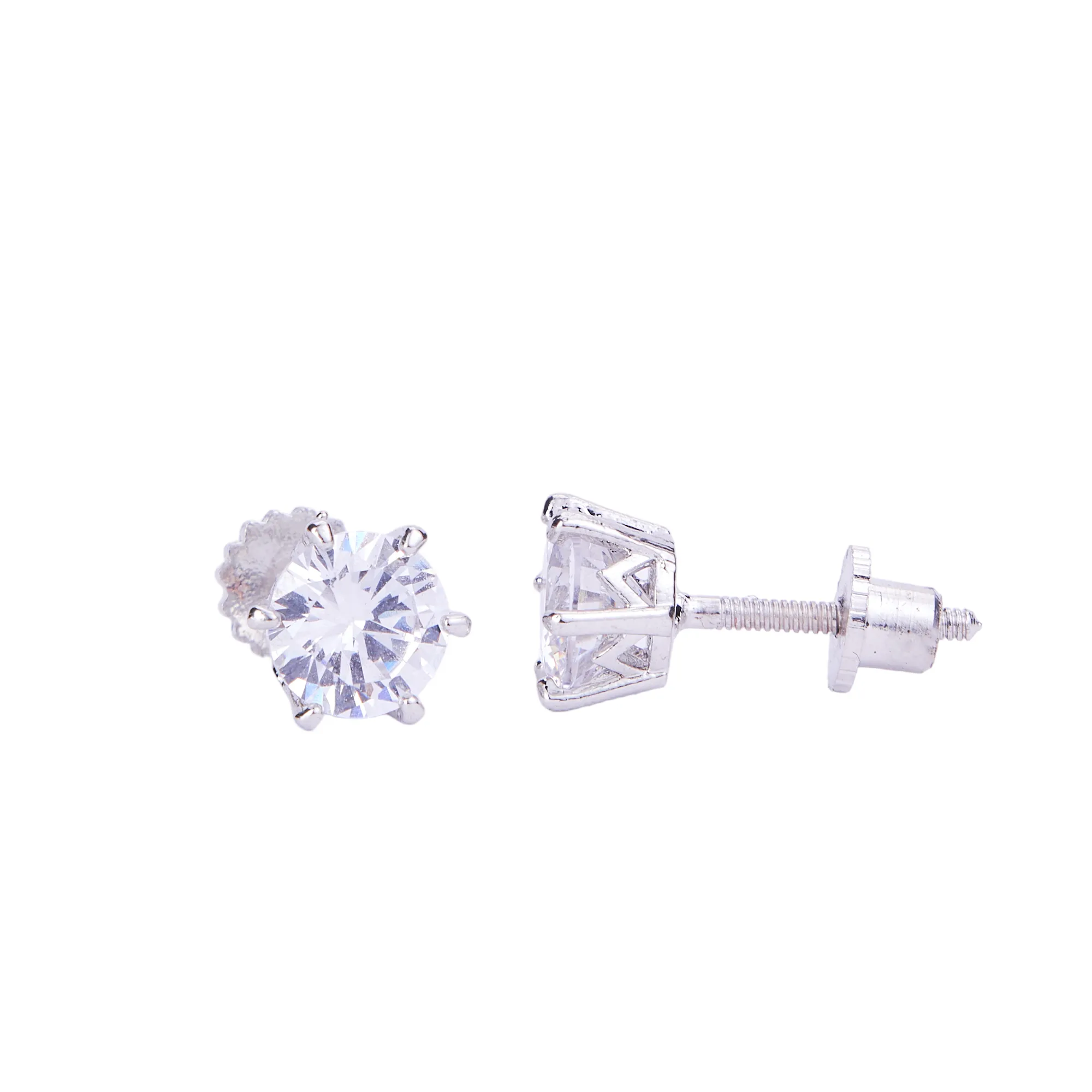 Single White Stud Screw Earrings