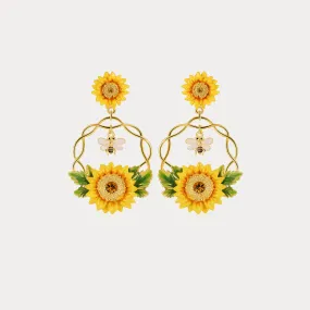 Sunflower & Bee Earrings