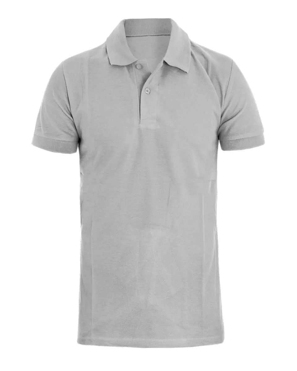 T-shirt Uomo Polo Tinta Unita Grigio Manica Corta Colletto Bottoncini Basic Casual GIOSAL-TS2973A