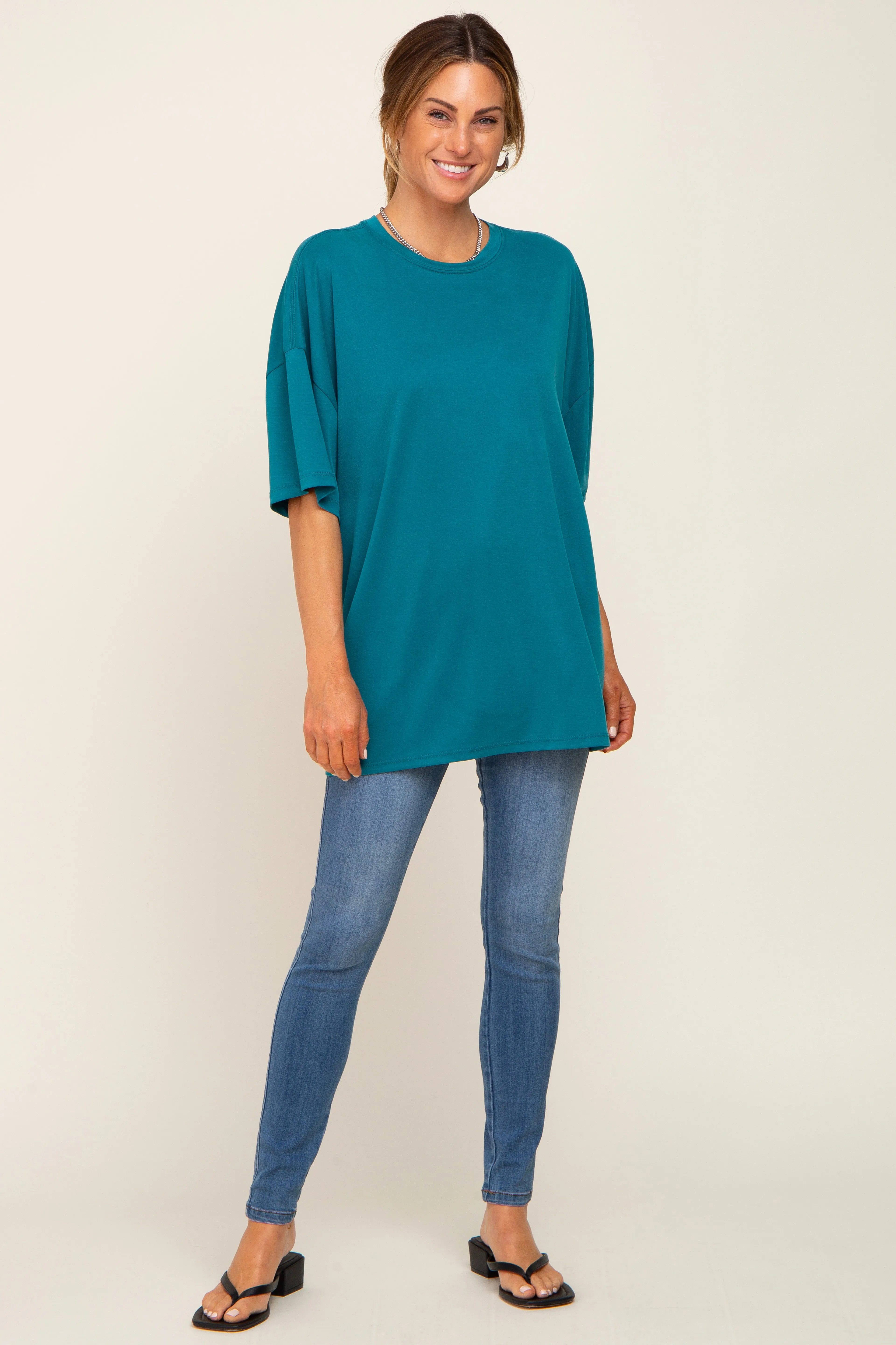 Teal Basic Oversized T-Shirt