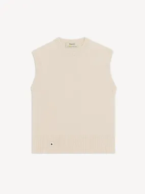 The Crewneck Vest - Almond White