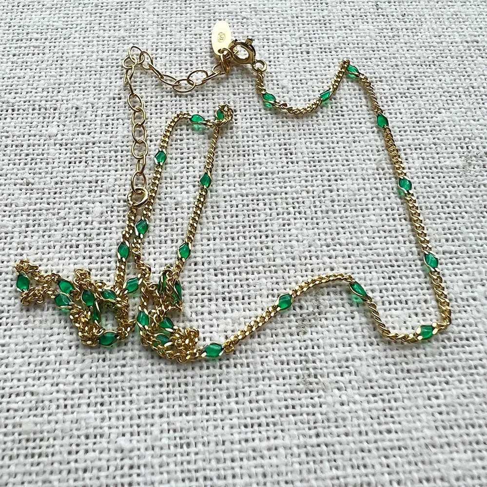 Twiggy Emerald Enamel Necklace