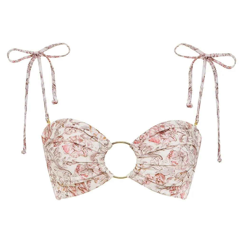 Venecia Floral Tori Ties Bandeau Bikini Top