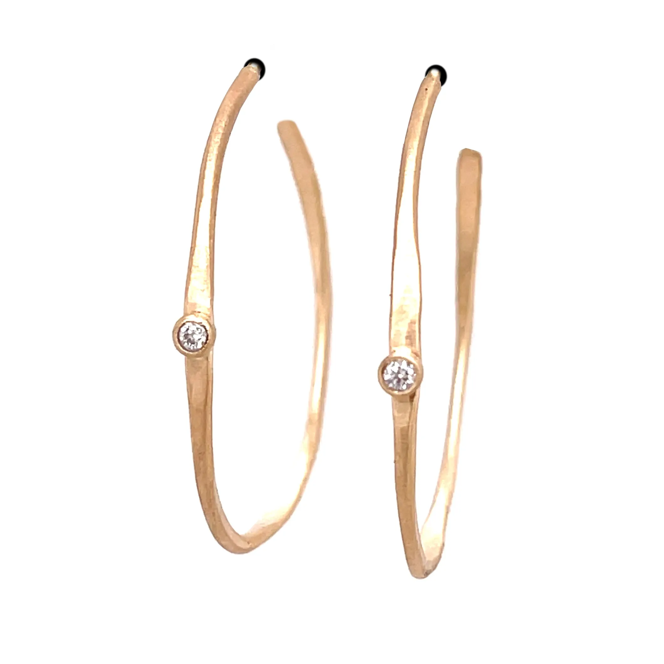 Wavy 14k hoops with diamonds E1820KY