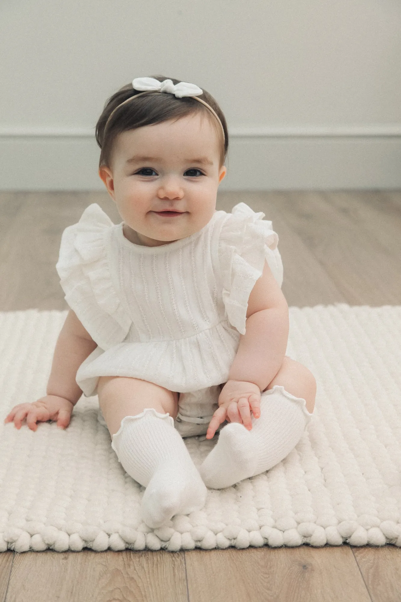 White Cotton Frill Sleeve Romper