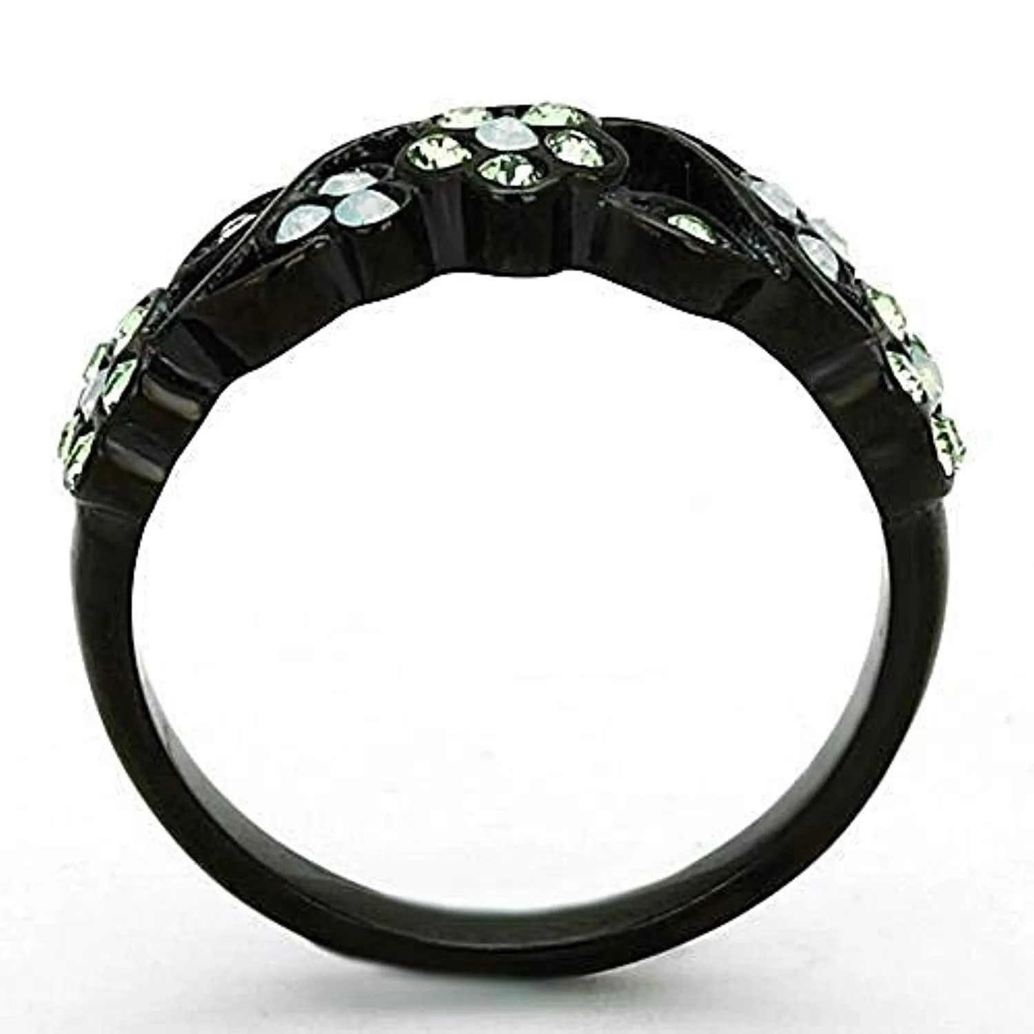 WildKlass Stainless Steel Flower Ring IP Black Women Top Grade Crystal Multi Color