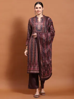 Winter Women Multicolor Printed Kurta Bottom Dupatta