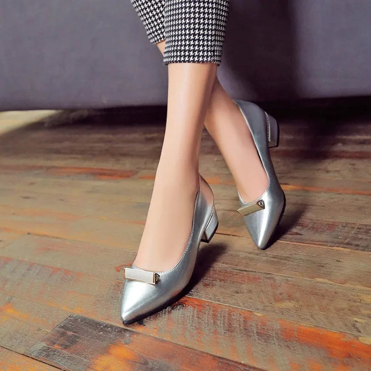 Women's Pointed Toe Chunky Heels Pumps