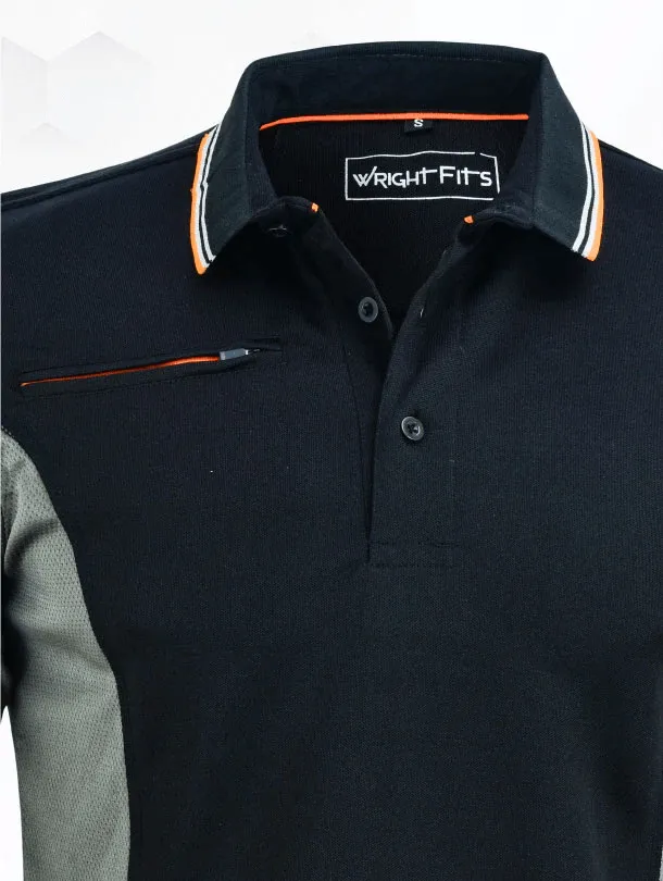 WrightFits Essential 2-Tone Men Work Polo T Shirt