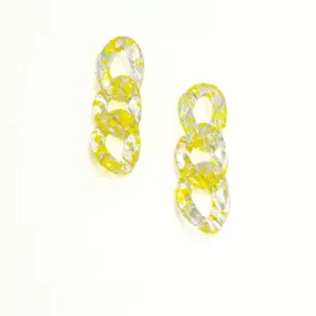 Yellow & Clear Acrylic Link Earrings